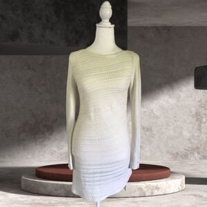 White House Black Market Winter White Long Sleeve Knit Sweater Dress Size Small